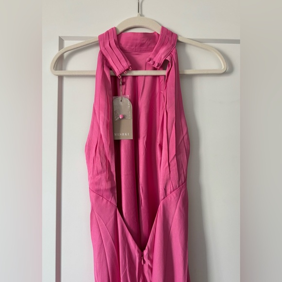 MESHKI Claire Satin Drape-Back Maxi Dress Pink Medium - Picture 5 of 6